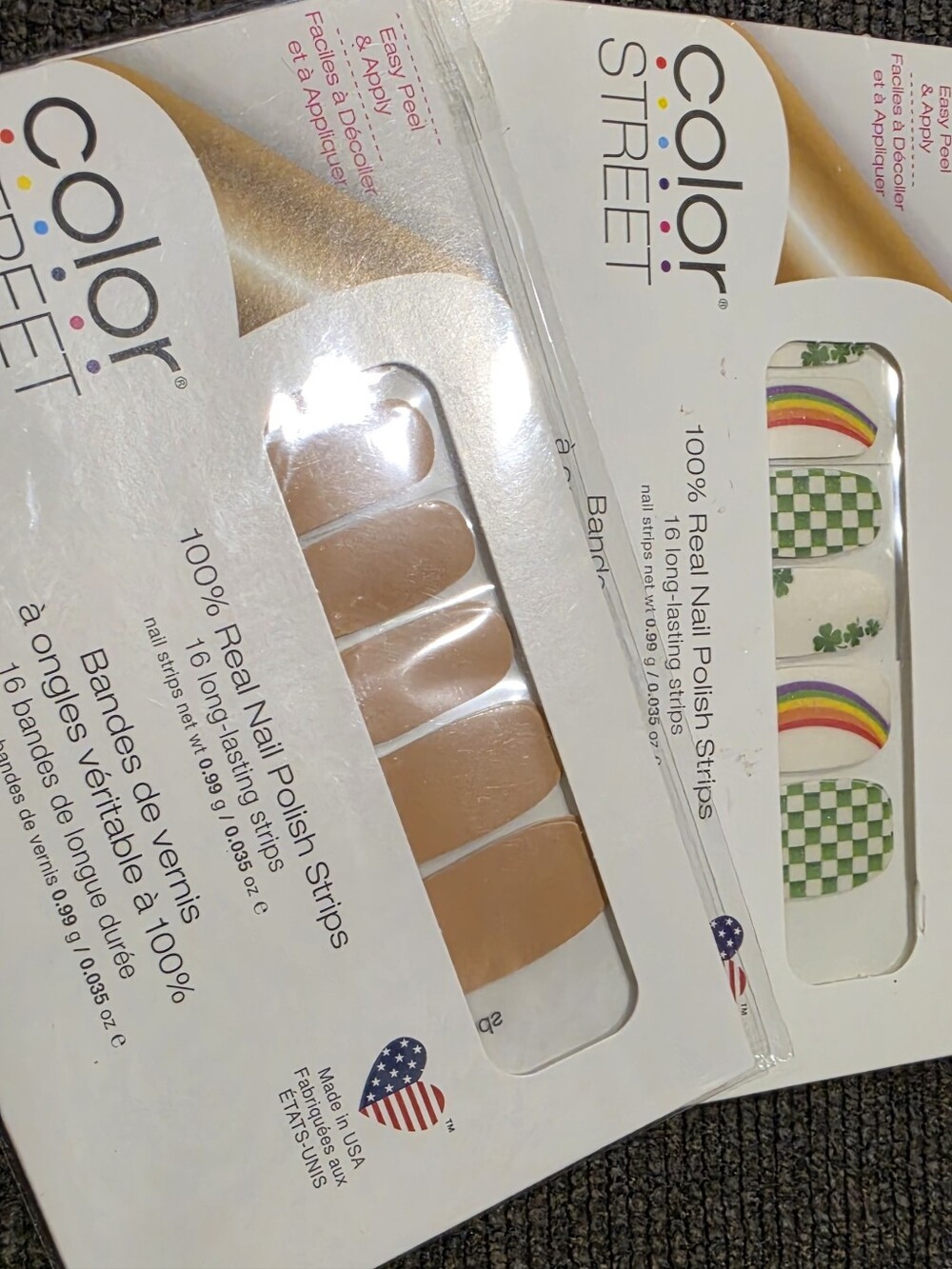 Color Street Neutral Beige & Rainbow Checkerboard Nail Strips